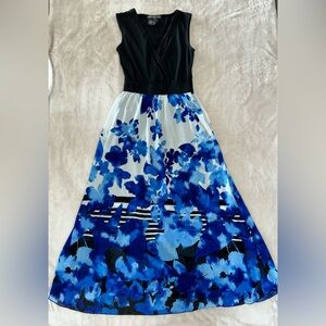 Floral Maxi Dress with Black and Blue Design